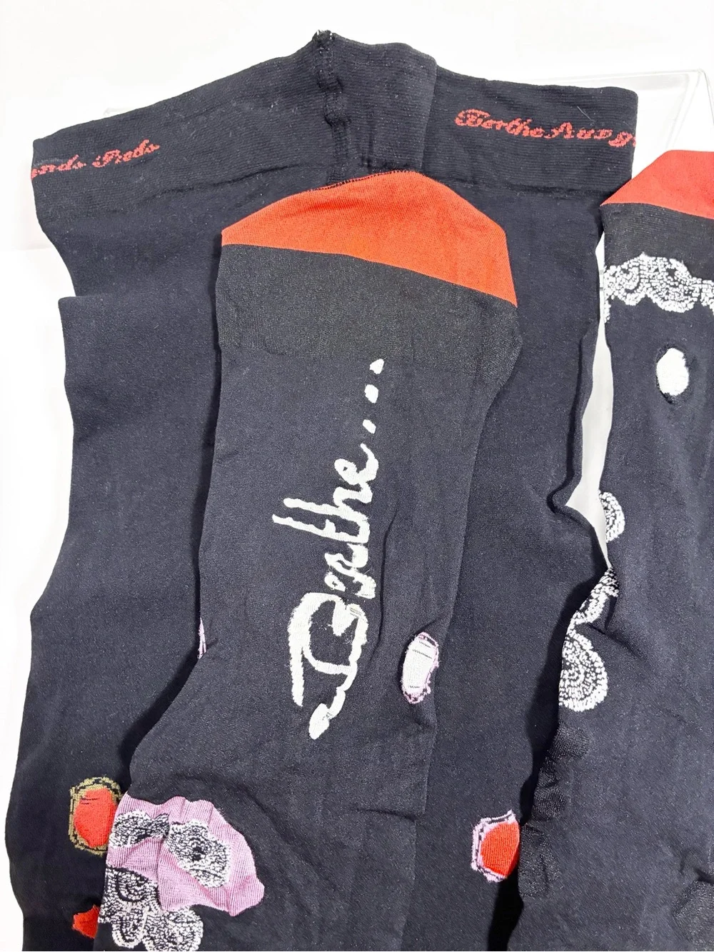 Berthe France Polka Dot Swirl Pattern Opaque Tights Black Multi Size 3/4 (M/L)